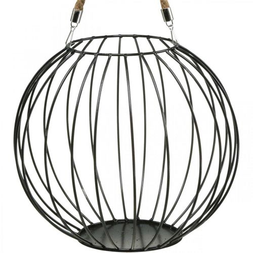 Floristik24 Cesto decorativo per appendere cestino sospeso in metallo nero Ø32cm