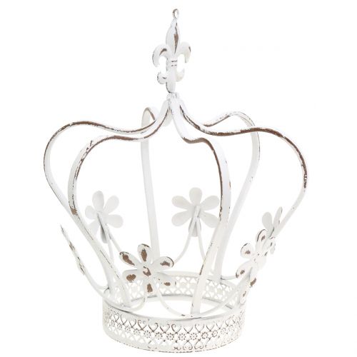 Floristik24 Corona in metallo bianco antico Ø17cm H21cm