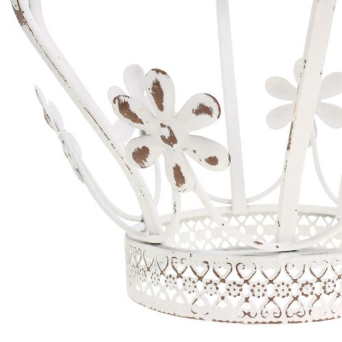 Floristik24 Corona in metallo bianco antico Ø17cm H21cm