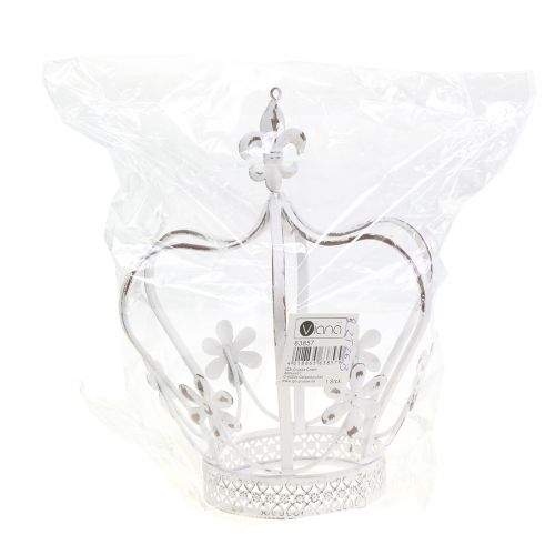 Floristik24 Corona in metallo bianco antico Ø17cm H21cm