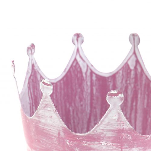 Floristik24 Corona in metallo rosa bianco lavato Ø10cm H9cm 6pz