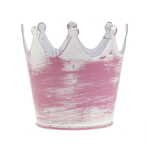 Corona in metallo rosa lavato bianco Ø8cm H7cm 8 pezzi