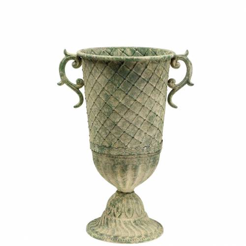 Floristik24 Tazza in metallo verde muschio antico Ø19,5cm H37cm