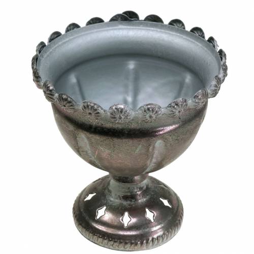 Floristik24 Tazza decorativa grigio metallo, argento Ø13cm H14,5cm