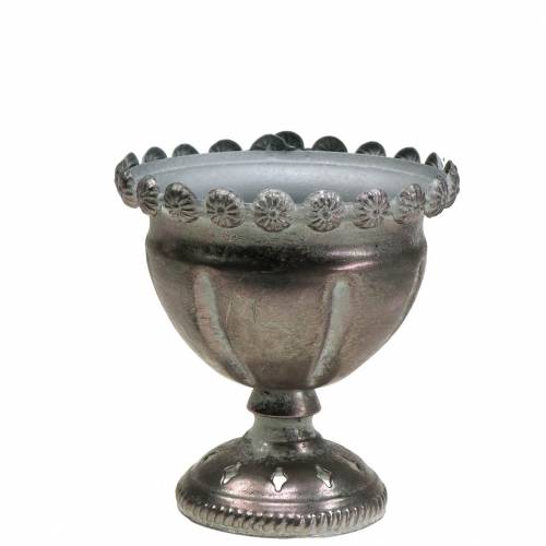 Floristik24 Tazza decorativa grigio metallo, argento Ø13cm H14,5cm