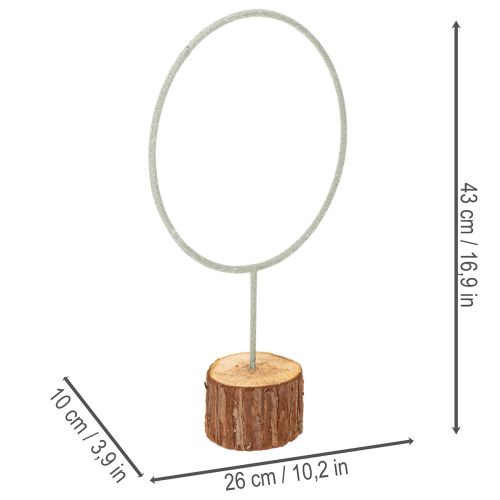 Anello decorativo in metallo su supporto in legno per decorazione da tavola, 43 cm | Floristik24.it