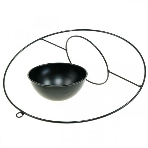 Prodotto Portavasi per appendere anello in metallo nero Ø38cm con ciotola Ø15cm