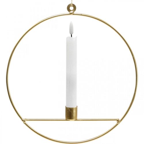 Prodotto Portacandele per appendere anello decorativo in metallo dorato Ø25cm 3 pezzi