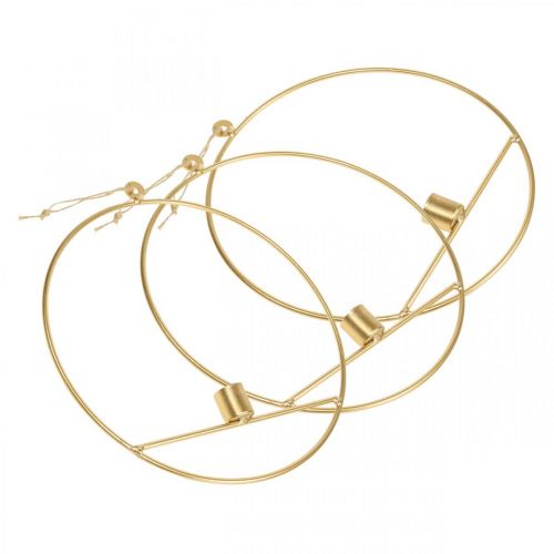 Prodotto Portacandele per appendere anello decorativo in metallo dorato Ø25cm 3 pezzi