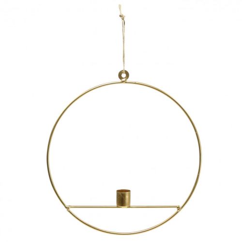 Portacandele per appendere anello decorativo in metallo dorato Ø25cm 3 pezzi
