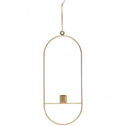 Portacandele per appendere metallo ovale dorato 13 × 30,5 cm 3 pezzi