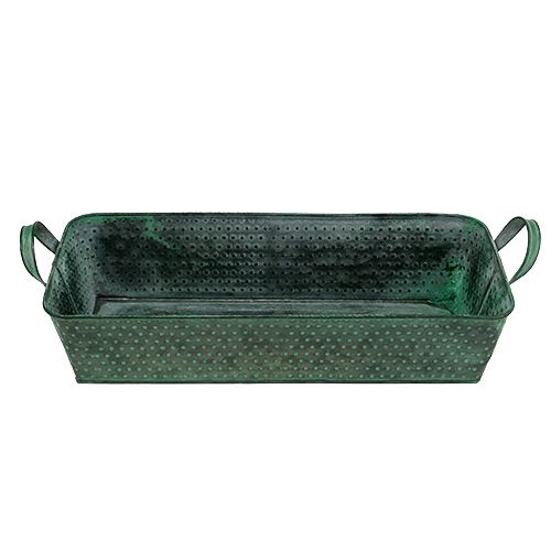 Floristik24 Ciotola in metallo quadrata 36 cm x 15 cm H8 cm verde