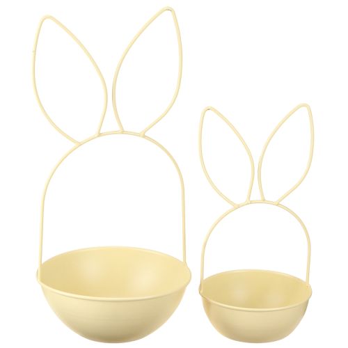 Floristik24 Cestino pasquale con orecchie da coniglio, decorazione da tavola per Pasqua e risveglio primaverile, 34 cm, 1 set