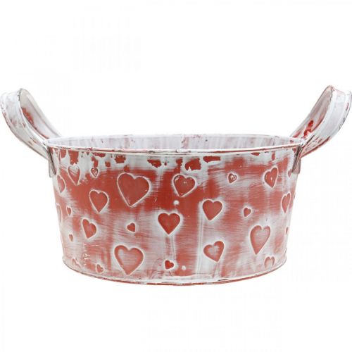 Floristik24 Ciotola per piante, San Valentino, vaso in metallo con decorazione a cuore, vaso per piante Ø23cm