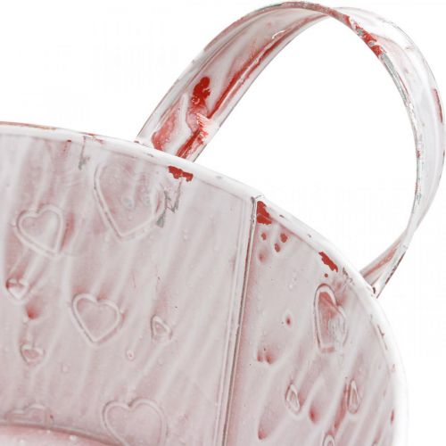 Floristik24 Ciotola per piante, San Valentino, vaso in metallo con decorazione a cuore, vaso per piante Ø23cm