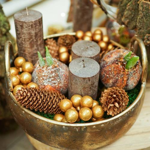 Floristik24 Ciotola in metallo con manici, aspetto antico, dorato Ø47 / 38/31 cm, set di 3