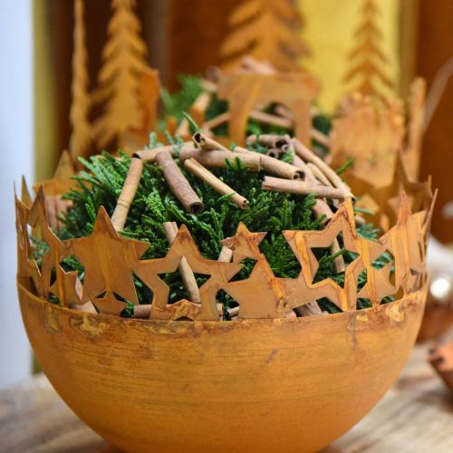 Floristik24 Ciotola in metallo con stelle, decorazione natalizia, vaso decorativo patina Ø25cm H20.5cm