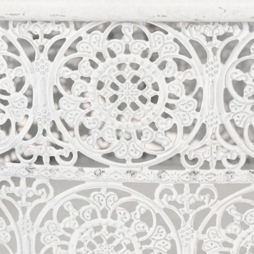 Prodotto Ciotole in metallo con motivo a pizzo, contenitore decorativo, quadrate, shabby chic, bianche, 27/23/19 cm, H13,5 cm, set da 3