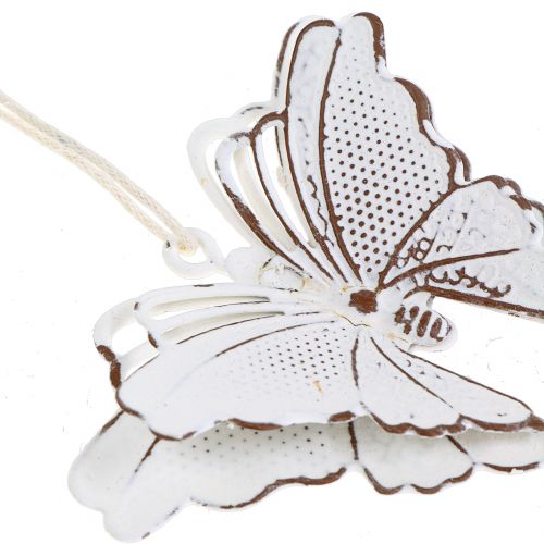 Floristik24 Farfalla in metallo da appendere bianca 7cm 6 pezzi