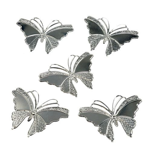 Floristik24 Farfalle in metallo argento 6,5 cm 25 pezzi