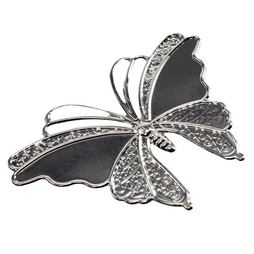 Floristik24 Farfalle in metallo argento 6,5 cm 25 pezzi