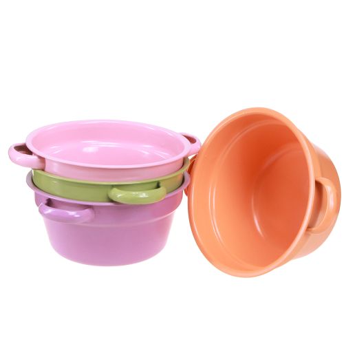 Floristik24 Ciotola in metallo Ciotola decorativa 4 colori primaverili Ø17cm 4pz