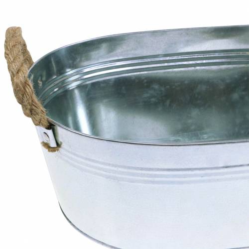 Prodotto Vaso per fioriera in zinco con manici in juta argento 34,5 cm H11,5 cm