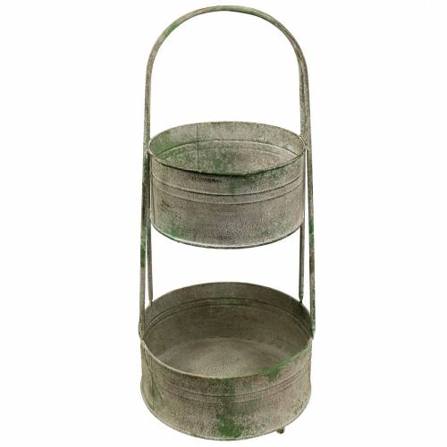 Floristik24 Supporto in metallo con fioriere grigio, verde H68cm