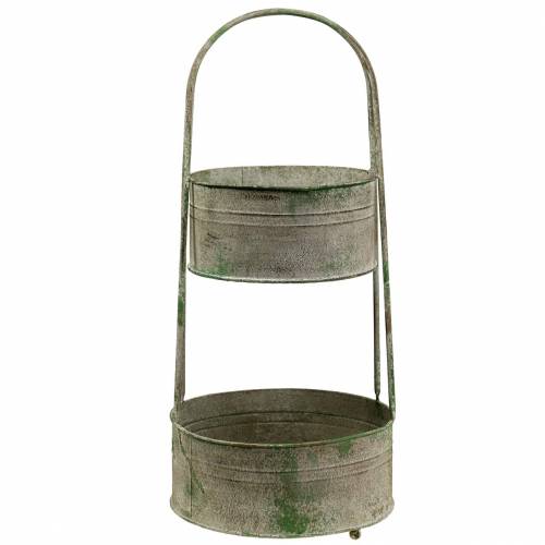 Floristik24 Supporto in metallo con fioriere grigio, verde H68cm