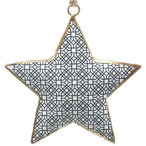 Floristik24 Stella di metallo in bianco e nero 10 cm 3 pezzi