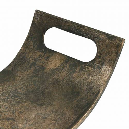 Floristik24 Vassoio curvo in metallo 59 cm aspetto antico dorato, nero