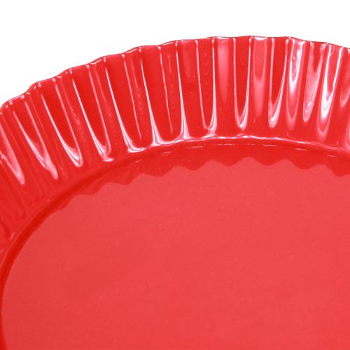 Prodotto Piastra metallica rossa piccola piastra decorativa con base in metallo Ø14cm 2 pezzi