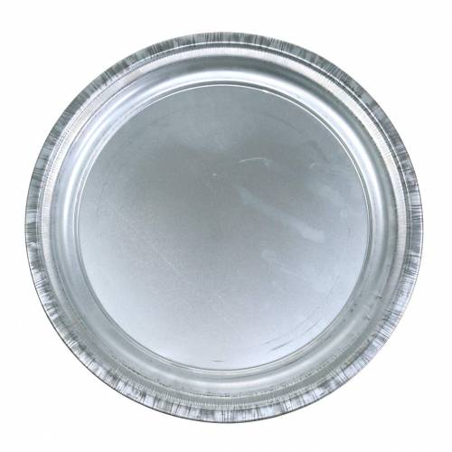 Piatto decorativo in metallo argento lucido Ø34cm H3cm