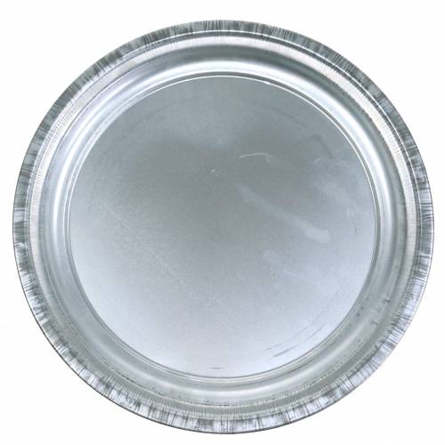 Prodotto Piatto decorativo in metallo argento lucido Ø36cm H3cm