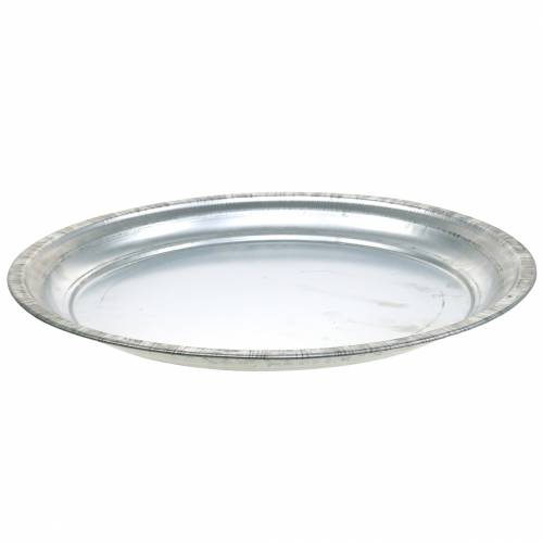 Prodotto Piatto decorativo in metallo argento lucido Ø34cm H3cm