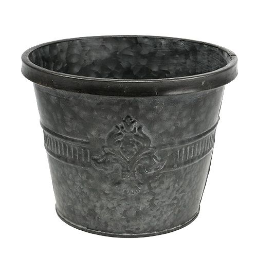 Floristik24 Vaso in metallo zinco con motivo Ø18,5cm H14,5cm