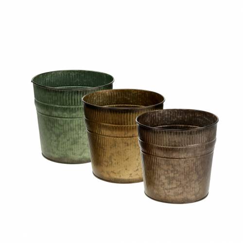 Floristik24 Vaso per piante arancione, marrone, verde Ø10.5cm H10cm set di 3