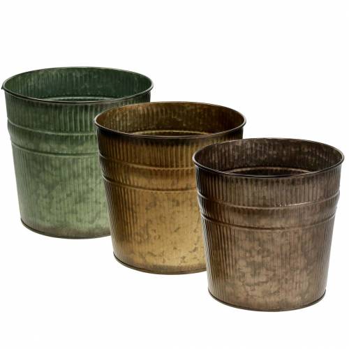 Floristik24 Vaso per piante arancione, marrone, verde Ø17cm H16.5cm set di 3