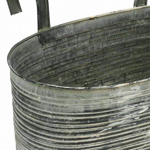 Prodotto Portavasi in zinco vaso ovale per appendere crema antica 30×16,5 cm H14,5 cm