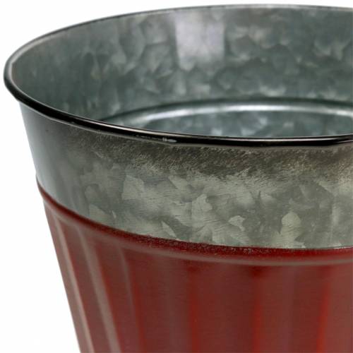 Floristik24 Vaso per piante rosso, zinco argento Ø17.5cm H15cm set di 3