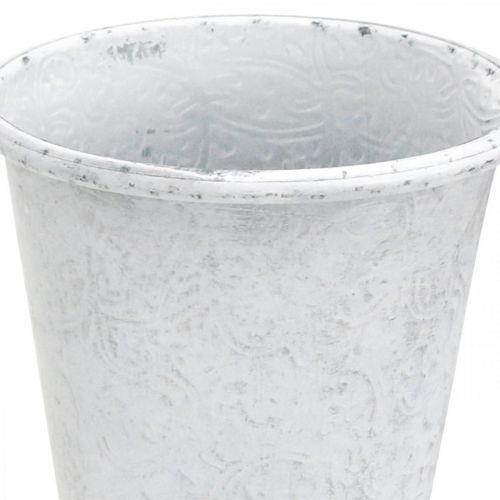 Prodotto Portavasi con ornamenti, fioriera, vaso in metallo bianco Ø15,5 cm H14,5 cm