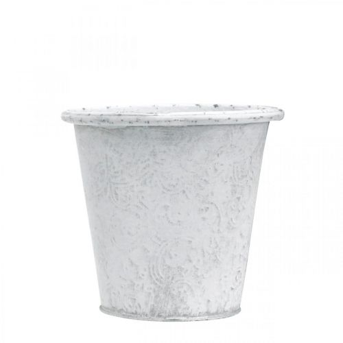 Prodotto Portavasi con ornamenti, fioriera, vaso in metallo bianco Ø15,5 cm H14,5 cm