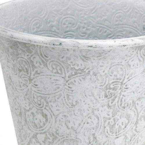 Prodotto Fioriera, fioriera con ornamenti, decorazione in metallo bianco, grigio Ø20.5cm H19.5cm
