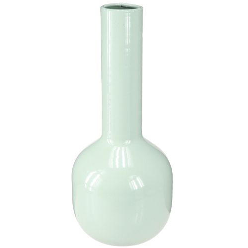 Floristik24 Vaso in metallo Vaso smaltato in verde menta Ø10,5cm H25,5cm