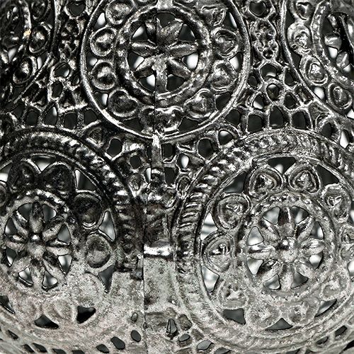 Floristik24 Lanterna in metallo argento orientale Ø10cm H7,5cm 1p