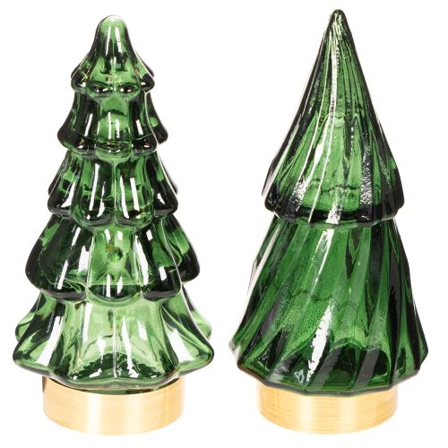 Albero di Natale in vetro con luci a LED, decorazione da tavolo, Natale, 13 cm, 2 pezzi acquistare | Floristik24.it
