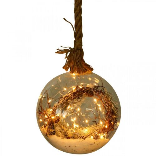Floristik24 Sfera LED abete di neve all&#39;interno Ø20cm 40L timer bianco caldo