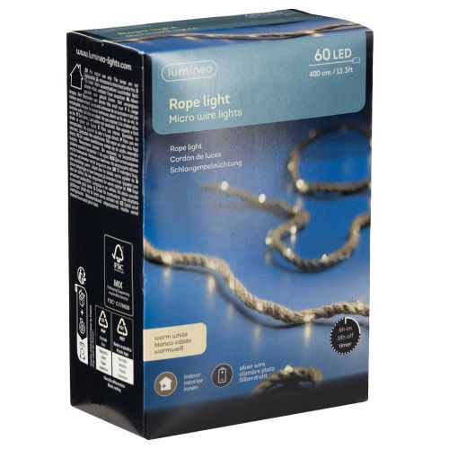 Prodotto Catena luminosa a micro LED con cavo per interni bianco caldo 390 cm