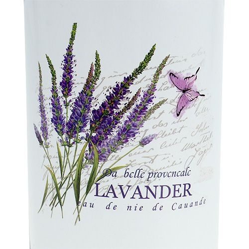 Floristik24 Bidone di latte bianco con motivo lavanda Ø6,8cm H18,5cm