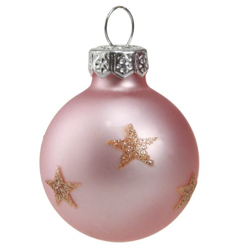 Floristik24 Mini palline per albero di Natale in vetro bacca rosa oro Ø3cm 9 pz